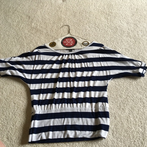 White and navy blue striped shirt