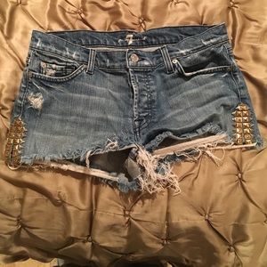 7 for all mankind studded denim shorts