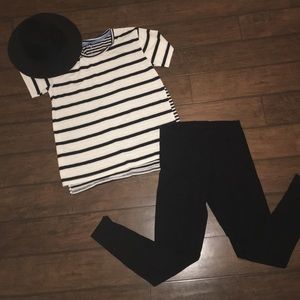 Black and white striped tee