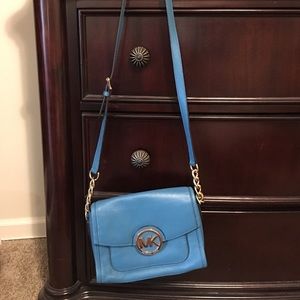Teal blue leather Michael Kors purse