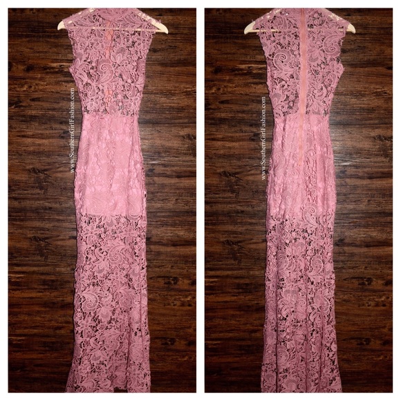 LACE MAXI DRESS Floral Embroidered Long Party Gown - Picture 5 of 8