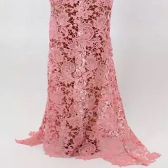 LACE MAXI DRESS Floral Embroidered Long Party Gown - Picture 7 of 8