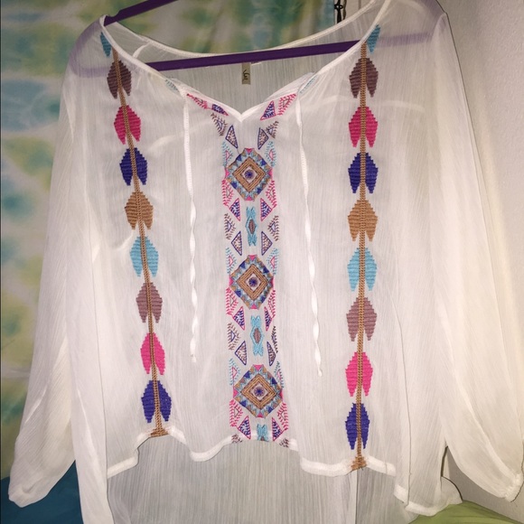 Dream catcher white sheer blouse