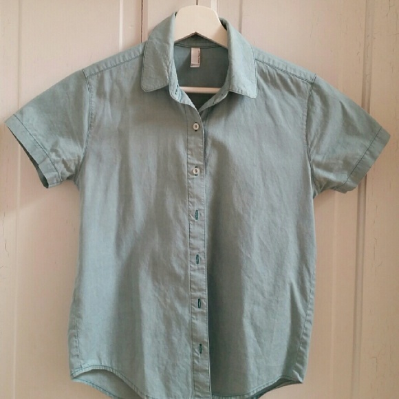 American Apparel Short Sleeve Seafoam Button Down