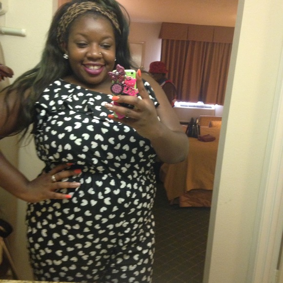 Black and White hearted Romper