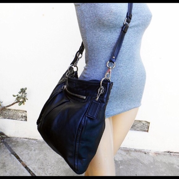 Authentic Black Leather Coach Bag