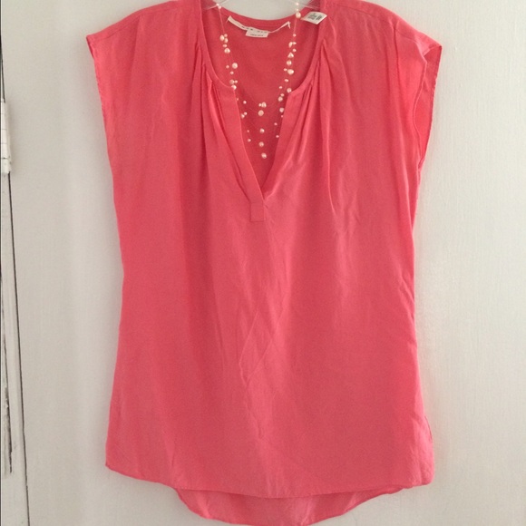 Salmon colored silk top