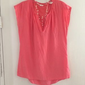 Salmon colored silk top