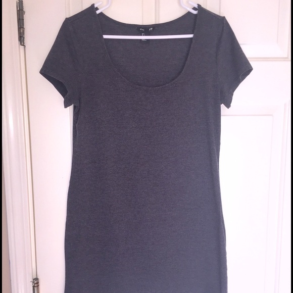 H&M Basics Gray fitted Dress SZ L