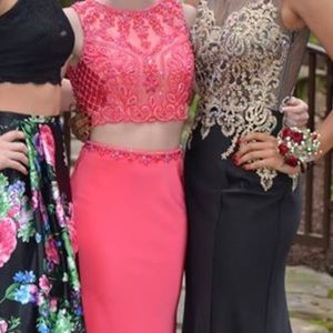 2 pic coral formal gown