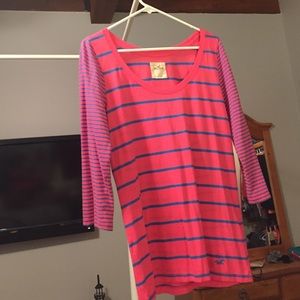 Pink and blue striped shirt