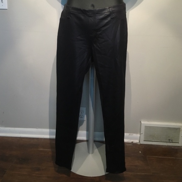 Faux black leather pants