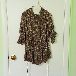 Taupe Tunic with Flower Pattern