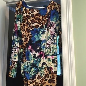 Boston Proper leopard flower top