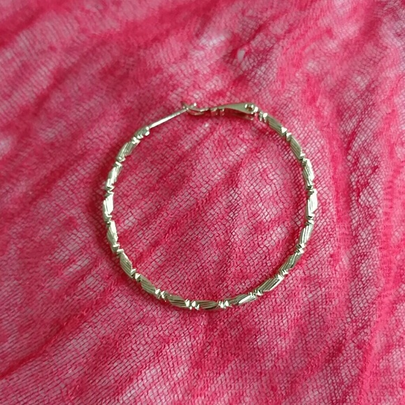 Rose Gold Textured Hoops - Picture 2 of 3