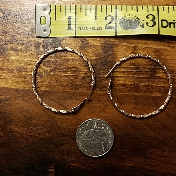 Rose Gold Textured Hoops - Picture 3 of 3