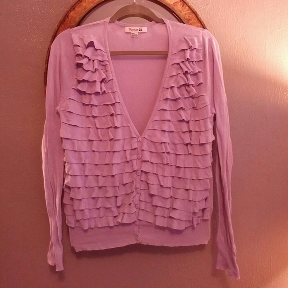 Lavender Ruffle Forever21 Cardigan