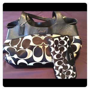 Original Coach Signature Fabric Handbag and Wallet