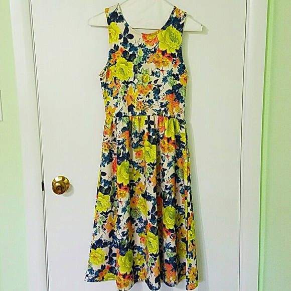 Beige Dress with Flower Pattern