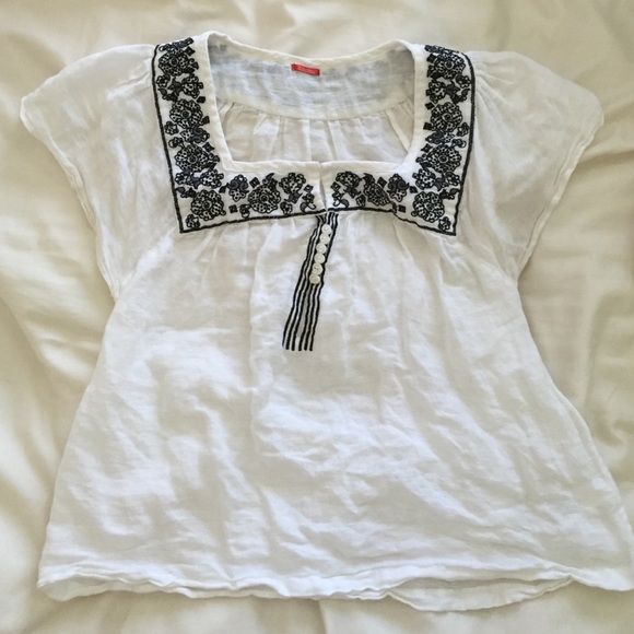 blue and white blouse