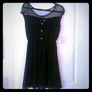 Boutique Little Black Dress with sheer cap sleeve