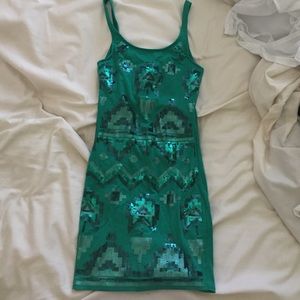 wet seal green sequenced party dress
