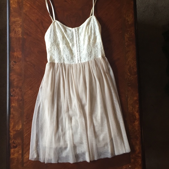 Dress with corset lace top and tulle skirt