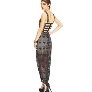 Sheer Cutout Cage back Maxi Dress