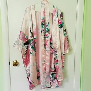 Pink Silky Kimono Robe
