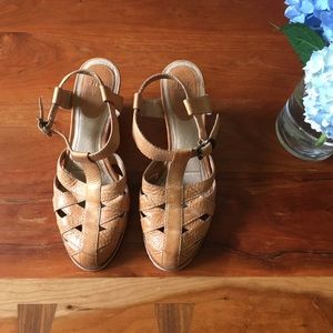 Frye Wedges - Maye Fisherman, tan, size 7.5.