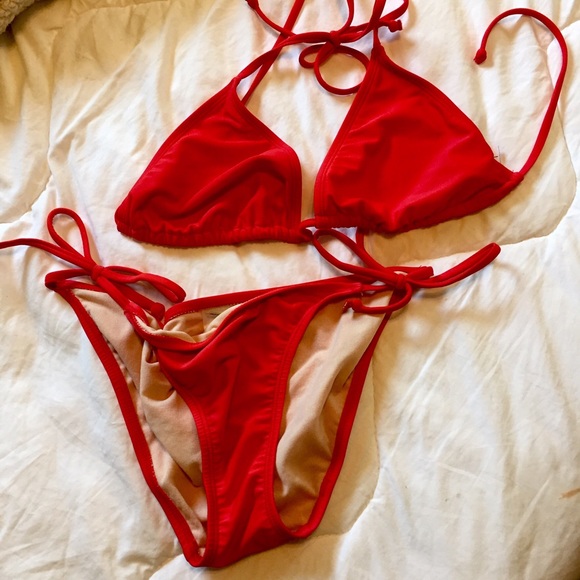 Cherry Red String Bikini!🍒🍒🍒