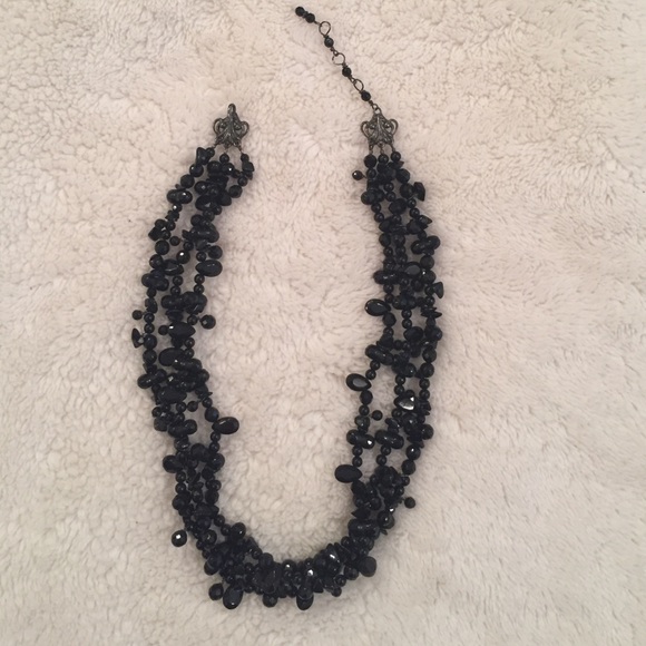Necklace with Black Faceted Stones