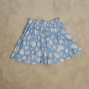 Light blue floral flowy skirt
