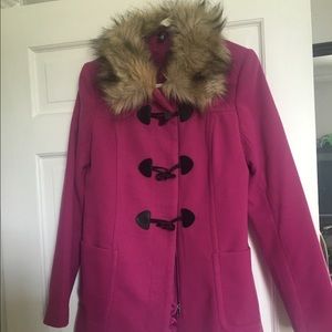 Warm fur fuchsia pink jacket
