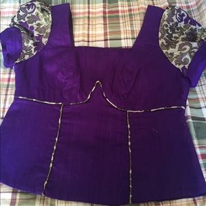 Fitted organza blouse and skirt