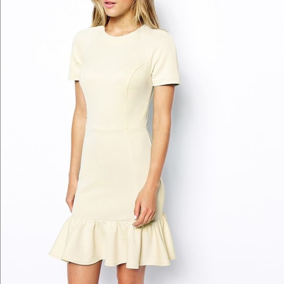 Asos cream peplum dress