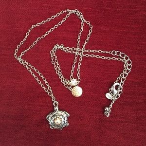 NEVER USED Long sliver turtle necklace