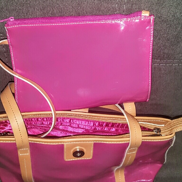 SOLD! Adorable! Pink 2 Piece Purse and Makeup Bag - Picture 2 of 5