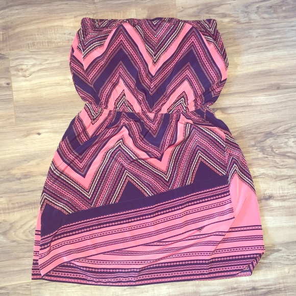 Strapless faux wrap dress