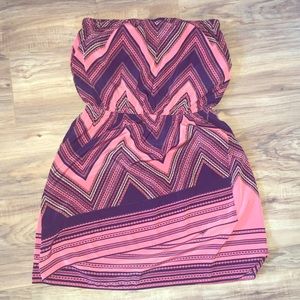 Strapless faux wrap dress