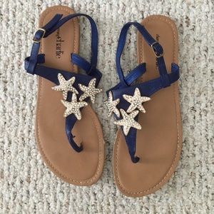 Navy starfish sandals