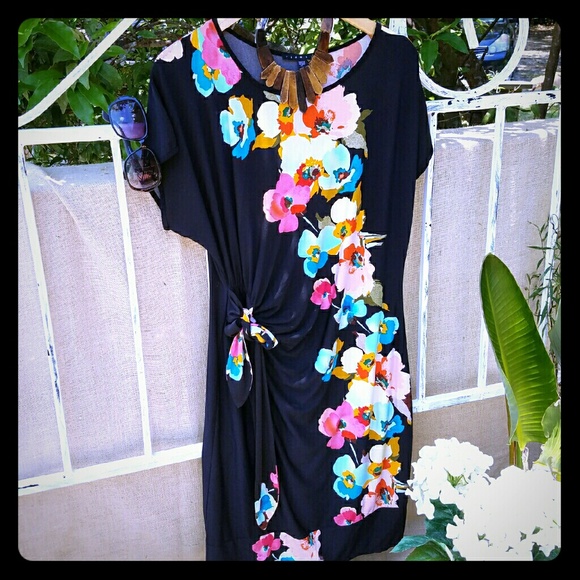 Tiana B Floral Print Faux Wrap Sheath Dress
