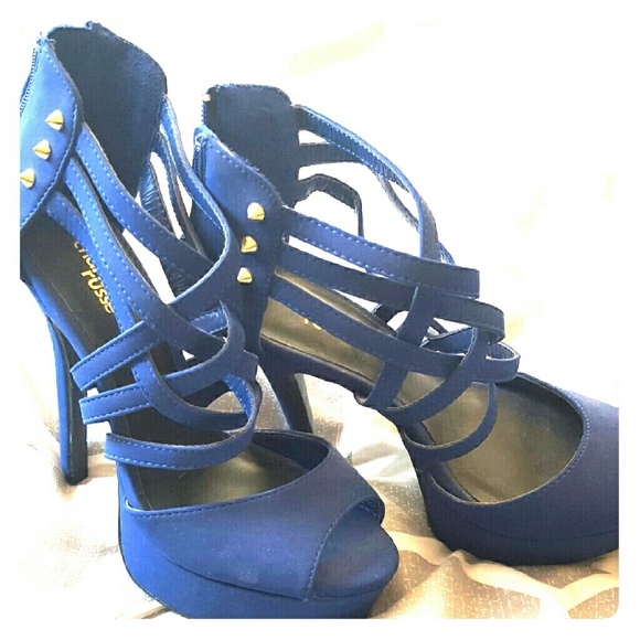 Charlotte Russe blue strappy studded heels