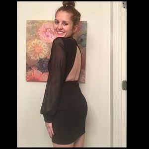 Black long sleeve dress, back cutout from Lulus!