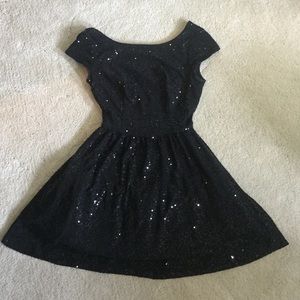Black sequin formal mini dress