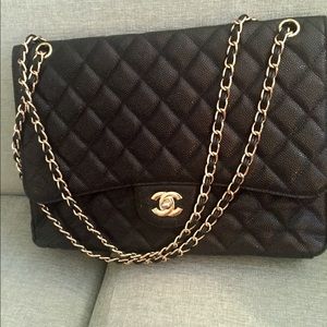 Large Black Flap Bag