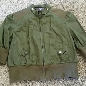 Army green cotton bomber style jacket