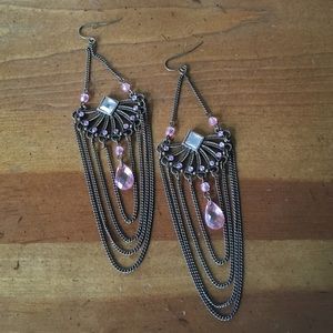 Very cute long pink earrings