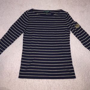 Navy and Gold Striped Ralph Lauren Top