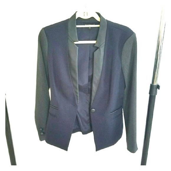 Express leather trim blazer jacket